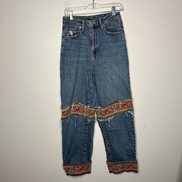 Upcycled Jeans Womens 4 Tapestry Boho Festival High Rise Art To Wear Retro - Picture 11 of 13